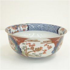 画像1: 明治期　伊万里焼　錦手梅図鉢 (1)
