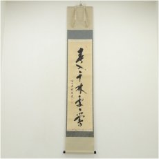 画像1: 前大徳　福本積應筆　「春入千林處々鶯」一行書　肉筆紙本掛軸（共箱） (1)