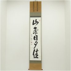 画像1: 国泰寺　澤大道筆　「山葉日夕佳」一行書　肉筆紙本掛軸（共箱） (1)