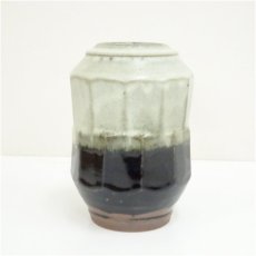 画像3: 益子焼　濱田晋作造　掛合釉面取花瓶（共箱） (3)