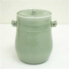 画像2: 三田焼　瑞宝造　青磁水指（共箱） (2)