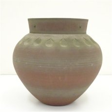 画像2: 今井政之造　苔泥印華花壷（共箱） (2)