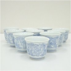 画像2: 明治期　伊万里染付猪口20客（保護箱） (2)