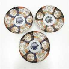 画像2: 古伊万里染付金彩赤絵皿6客 (2)