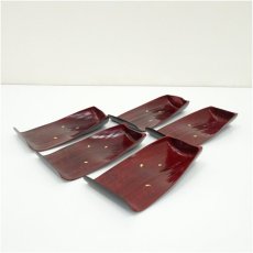 画像2: 象彦造　溜塗竹銘々盆5客（箱付） (2)