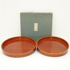 画像1: 春慶塗　丸盆大小入子（箱付） (1)
