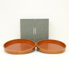 画像1: 春慶塗　丸盆大小入子（箱付） (1)