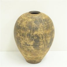 画像2: 笠間焼　寺本守造　焼締象嵌彩壷（共箱） (2)