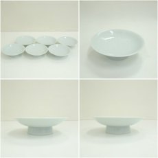 画像7: 六峰造　白磁牡丹図彫刻果物（盛小皿）6客揃（共箱） (7)