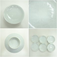 画像8: 六峰造　白磁牡丹図彫刻果物（盛小皿）6客揃（共箱） (8)