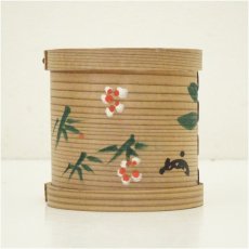 画像3: 博多曲物　即中斎直筆「明治百年」　木地松竹梅文曲蓋置（花押有）（保護箱） (3)