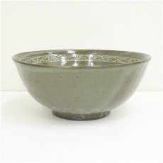 画像2: 京焼　陶あん窯　土渕善丕?造　高麗青磁雲鶴鉢（共箱） (2)