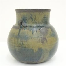 画像4: 加藤釥造　蒼釉双耳花生（共箱） (4)