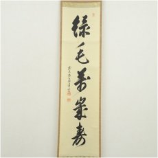 画像2: 前大徳　足立泰道筆　「緑毛萬歳寿」一行書　肉筆紙本掛軸（保護箱） (2)