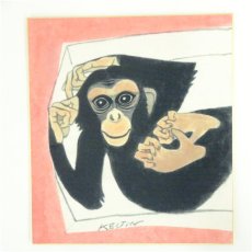 画像2: 井隼慶人　申　染色　色紙 (2)