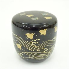 画像2: 奥津一心斎造　螺鈿波千鳥蒔絵棗（共箱） (2)