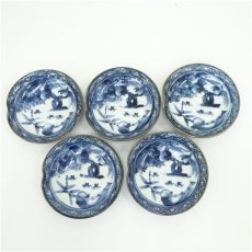 画像2: 京焼　加藤利昌造　祥瑞花鳥皿5客（共箱） (2)