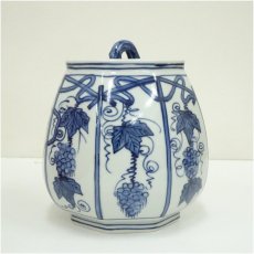 画像4: 京焼　西村徳泉造　染付葡萄棚水指（共箱） (4)