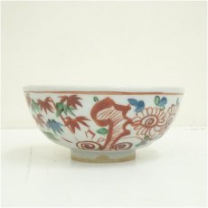 画像3: 古余呂技窯　川瀬竹春造　赤絵菊竹文茶碗（共箱） (3)