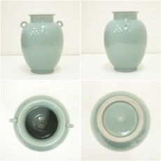 画像6: 京焼　松本為佐視造　青磁花瓶（共箱） (6)