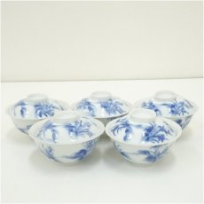 画像2: 染付蓋茶碗10客 (2)