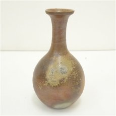 画像2: 備前焼　作家物　鶴首花入（保護箱） (2)
