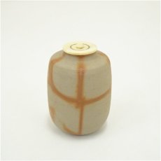 画像2: 備前焼　木村陶峰造　火襷茶入（仕覆付）（保護箱） (2)