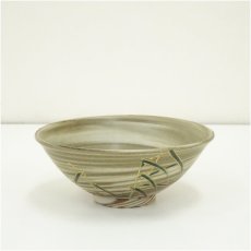 画像2: 九谷焼　山岸政明造　芦之図練込茶碗（共箱） (2)