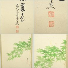 画像6: 前大徳　足立泰道筆　「千山添翠色」松泉筆　青楓画賛　肉筆紙本掛軸（共箱） (6)