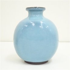 画像3: 京焼　木村盛伸造　鈞青釉扁壷（共箱） (3)