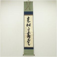 画像1: 前大徳　藤井誡堂筆　「青松多寿色」一行書　肉筆紙本掛軸（共箱） (1)