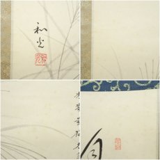 画像7: 大徳寺　小林太玄筆　「月　玉一団」秋光筆　すすき画賛　肉筆紙本掛軸（共箱） (7)
