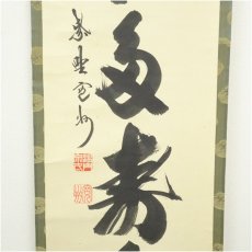 画像4: 大徳寺　長谷川寛州筆　「青松多寿色」一行書　肉筆紙本掛軸（共箱） (4)