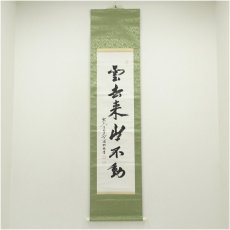 画像1: 東大寺　狭川明俊筆　「雲去来山不動」一行書　肉筆紙本掛軸（共箱） (1)