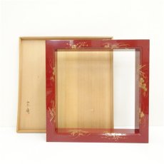 画像1: 道場宗廣造　朱塗四季の花蒔絵炉縁（共箱） (1)