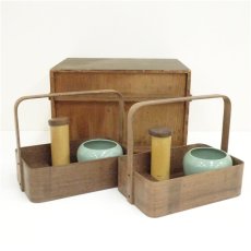 画像1: 木地手付莨盆2組揃（保護箱） (1)