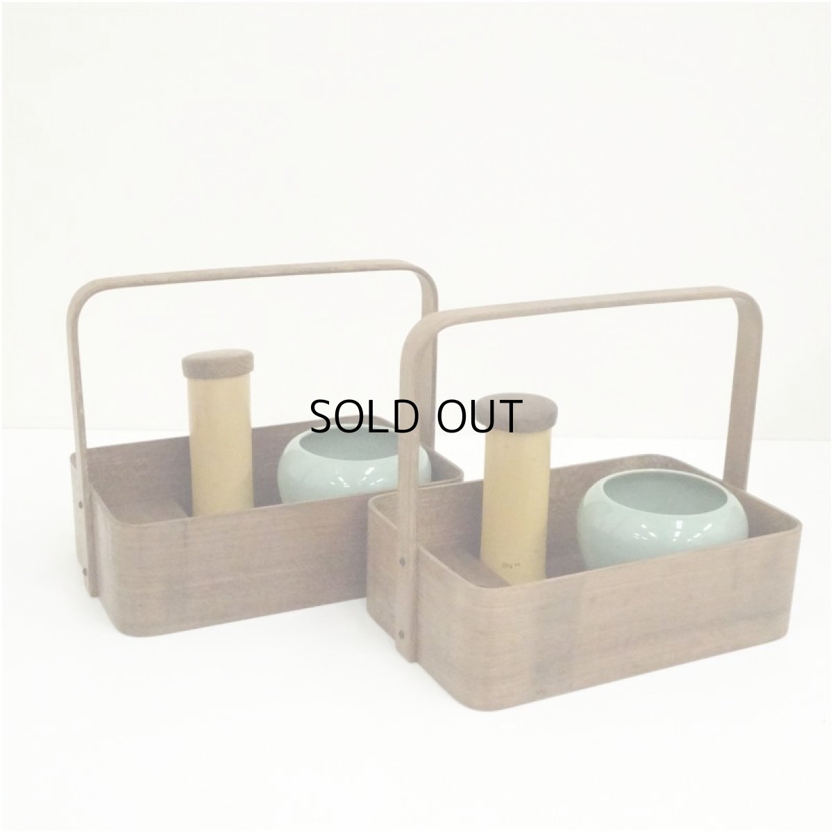 画像2: 木地手付莨盆2組揃（保護箱） (2)