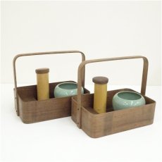 画像2: 木地手付莨盆2組揃（保護箱） (2)