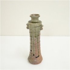 画像2: 信楽焼　紫行造　耳付茶花入（共箱） (2)