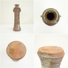 画像6: 信楽焼　紫行造　耳付茶花入（共箱） (6)