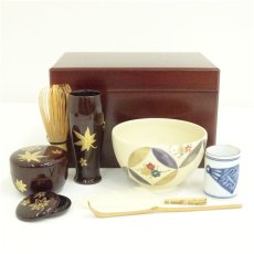 画像1: 溜塗茶箱セット (1)