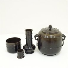 画像2: 金森紹栄造　唐銅皆具（共箱） (2)