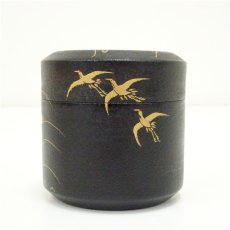 画像4: 宗凌造　残菊に鶴叩塗雪吹棗（共箱） (4)