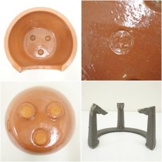 画像6: 京焼　桂窯造　赤楽瓶掛（鉄五徳付）（共箱） (6)