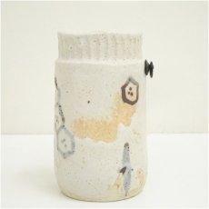 画像4: 長谷川青峰造　志野掛花入（共箱） (4)