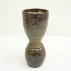 画像2: 水野鉐一造　鉄釉花入（共箱） (2)