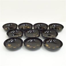 画像1: 漆塗　吹寄蒔絵菓子皿10客 (1)