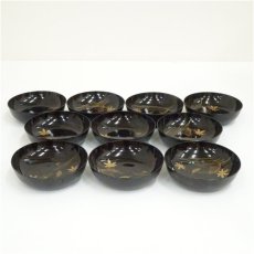 画像1: 漆塗　吹寄蒔絵菓子皿10客 (1)