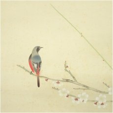 画像3: 藤田契舟筆　白梅鳥　肉筆絹本掛軸（保護箱） (3)