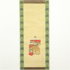 画像2: 鈴木百年筆　立雛　肉筆絹本掛軸（共箱） (2)